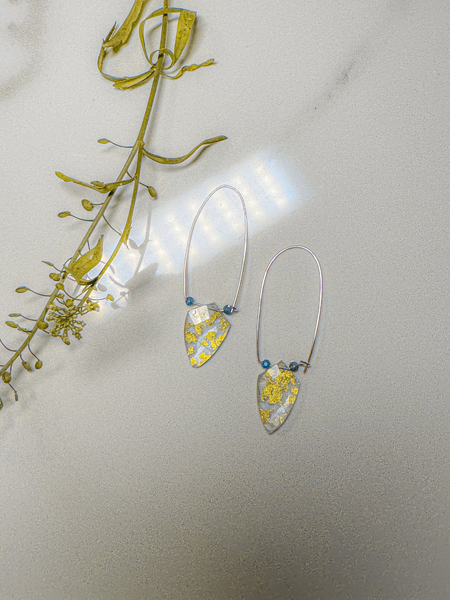Sky blue Topaz and 24k gold doublet earrings