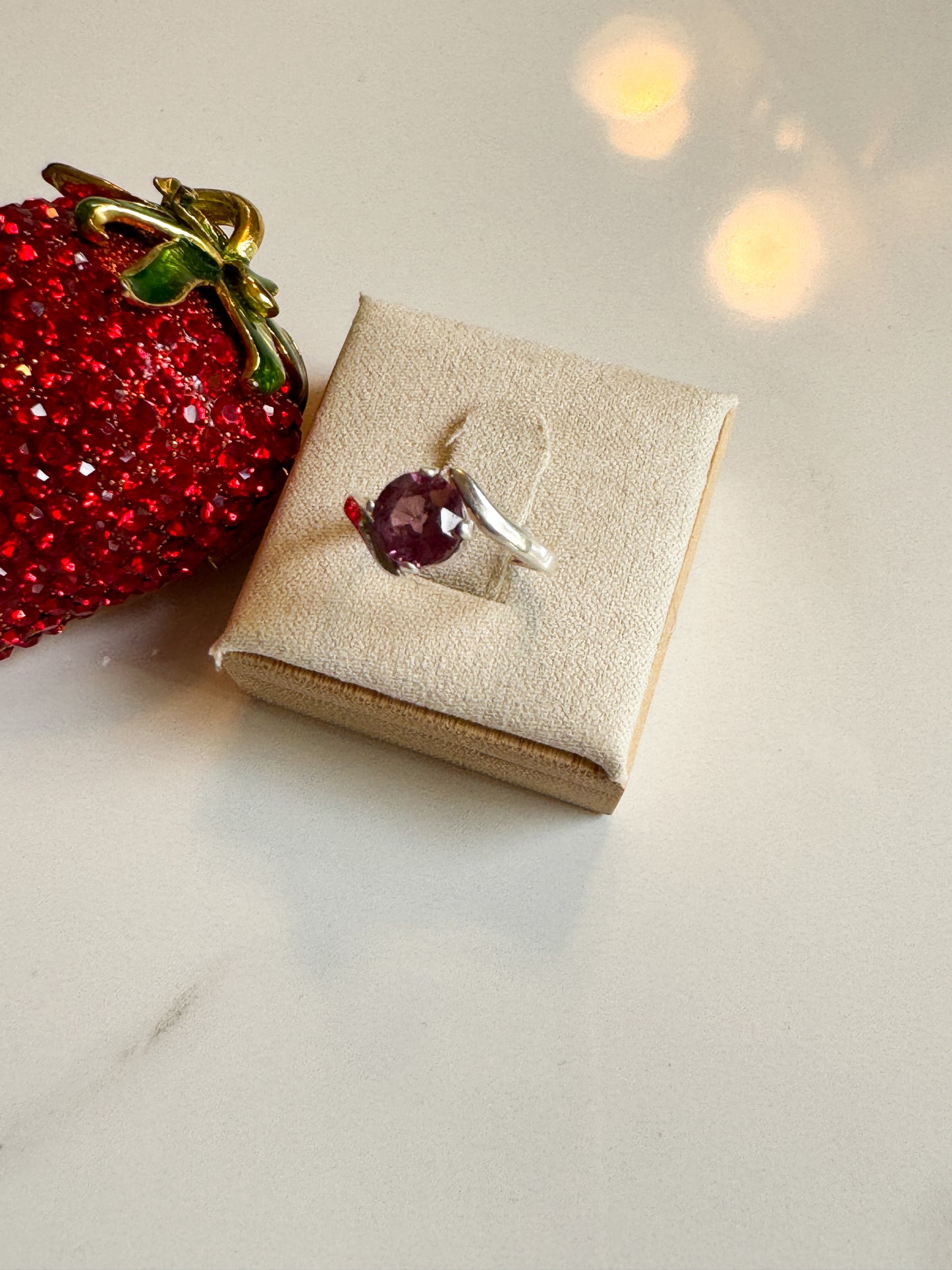 Rhodalite Garnet bypass ring