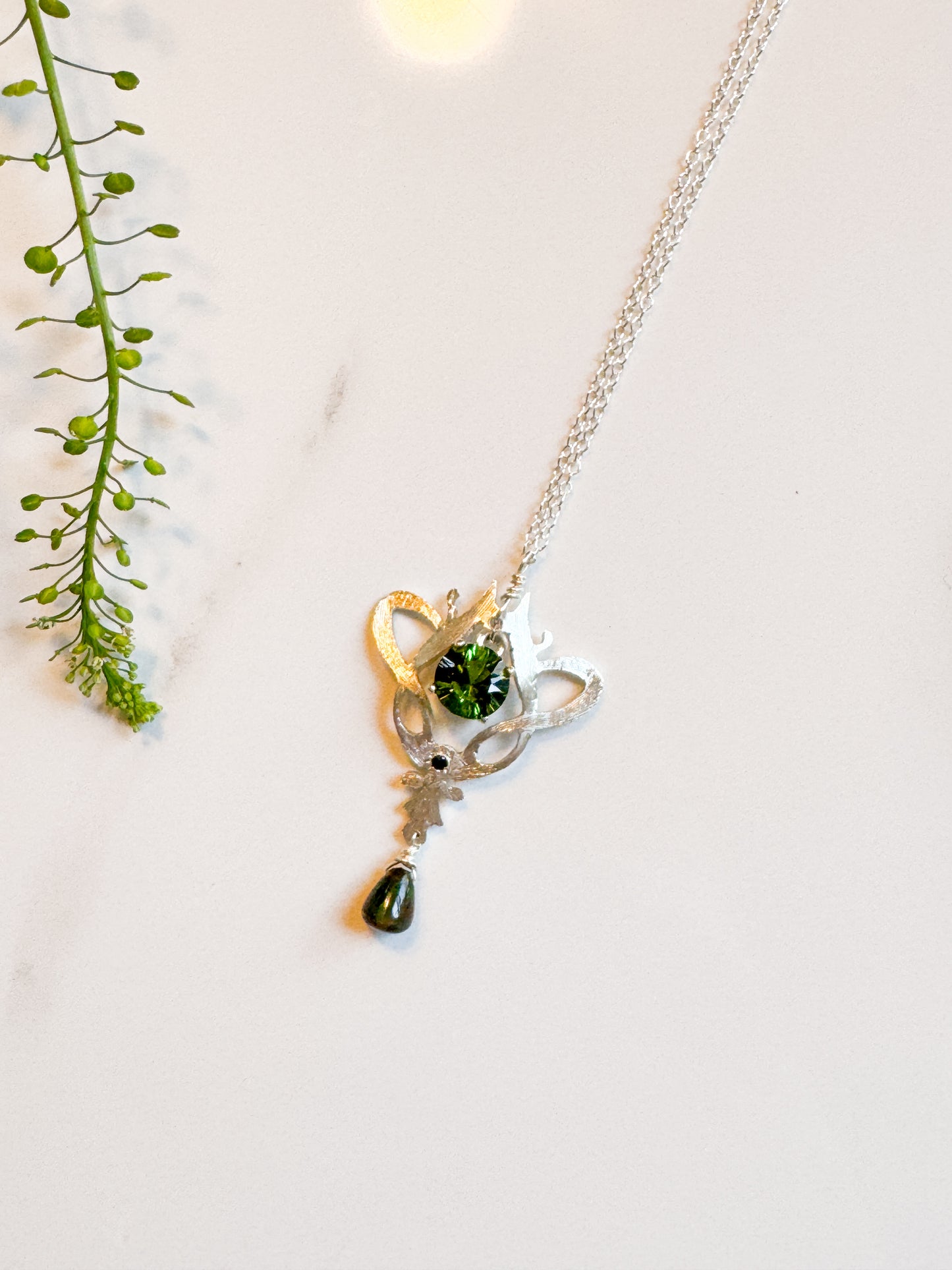 Green hand-cut Sterling Celtic design