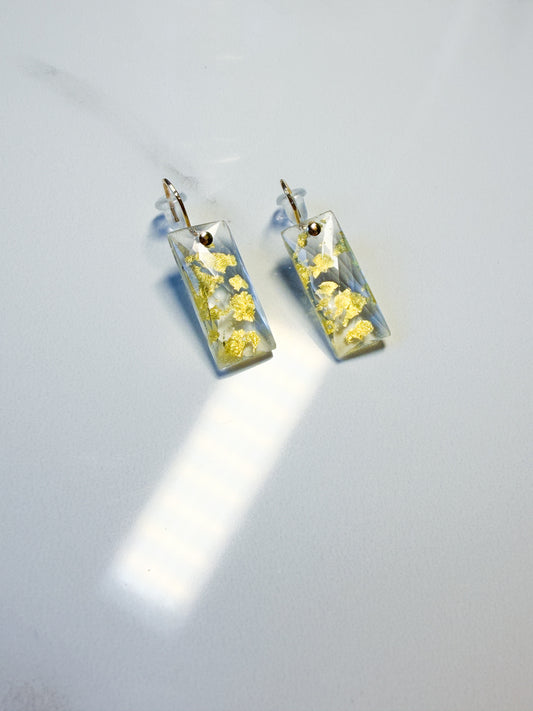 24k gold in fancy cut Quartz triplet earrings