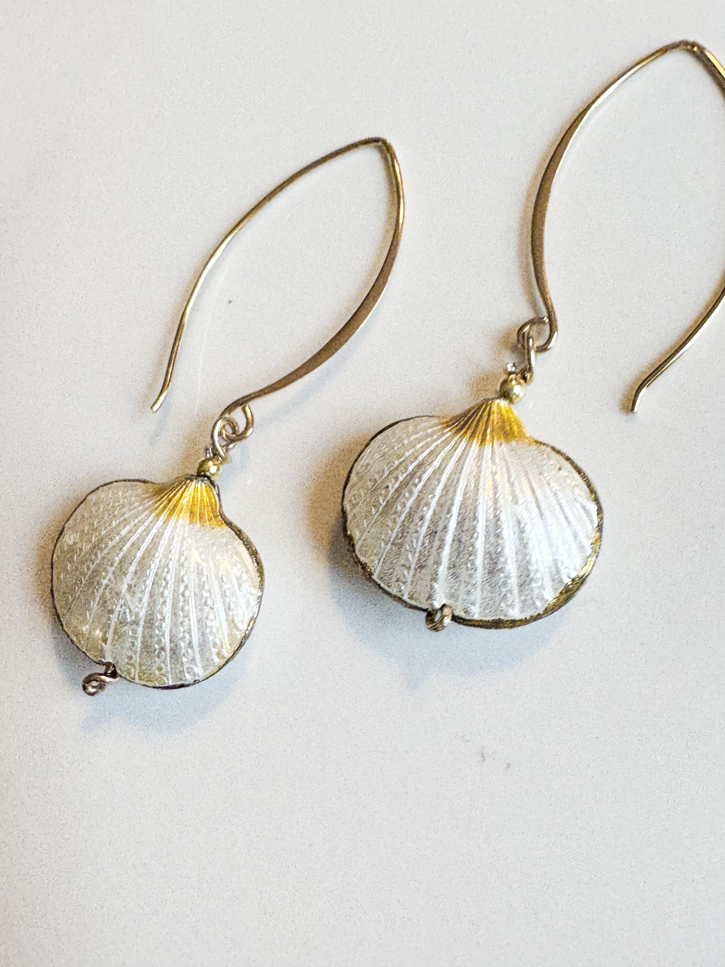 Cloisonné shell earrings in gold fill