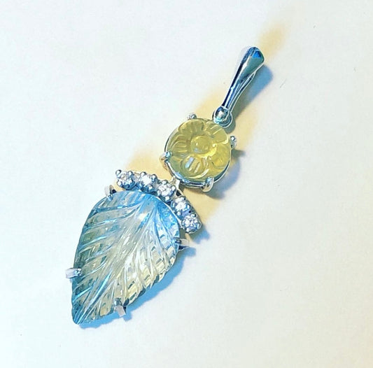 Citrine, Aquamarine, & CZ pendant
