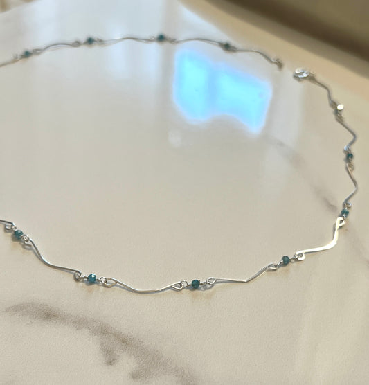 Delicate hand-hammered Sterling wire & Apatite necklace, can be made again to order