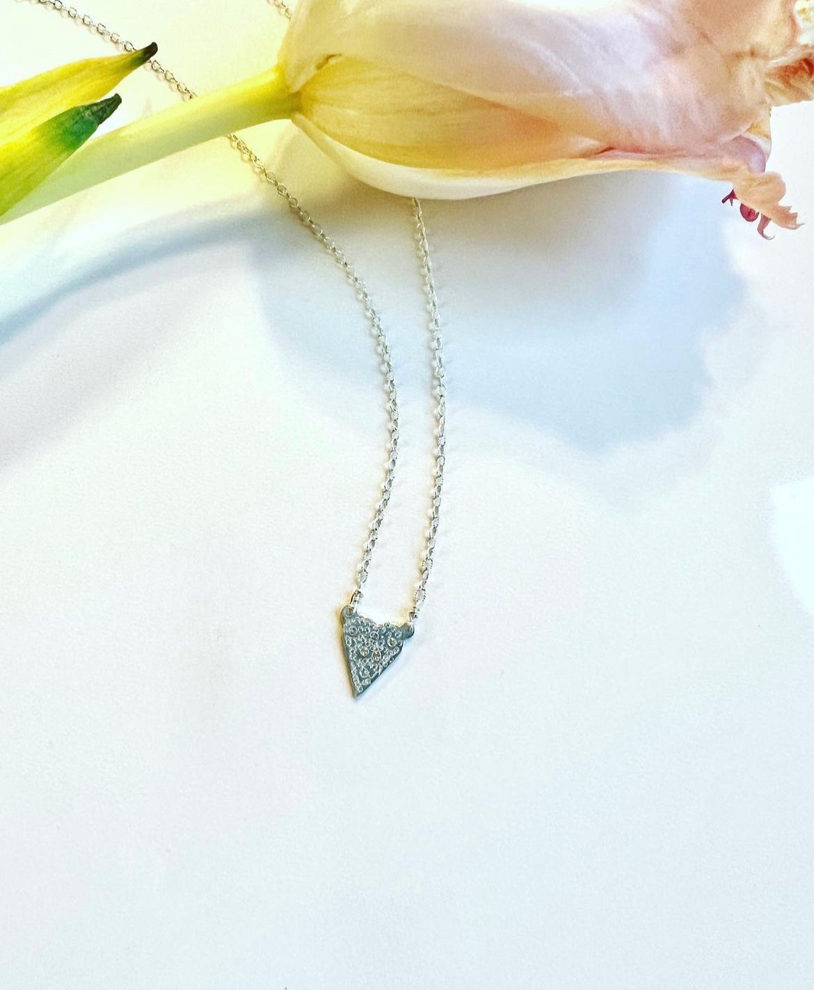 Dainty Moissanite Sterling heart pendant