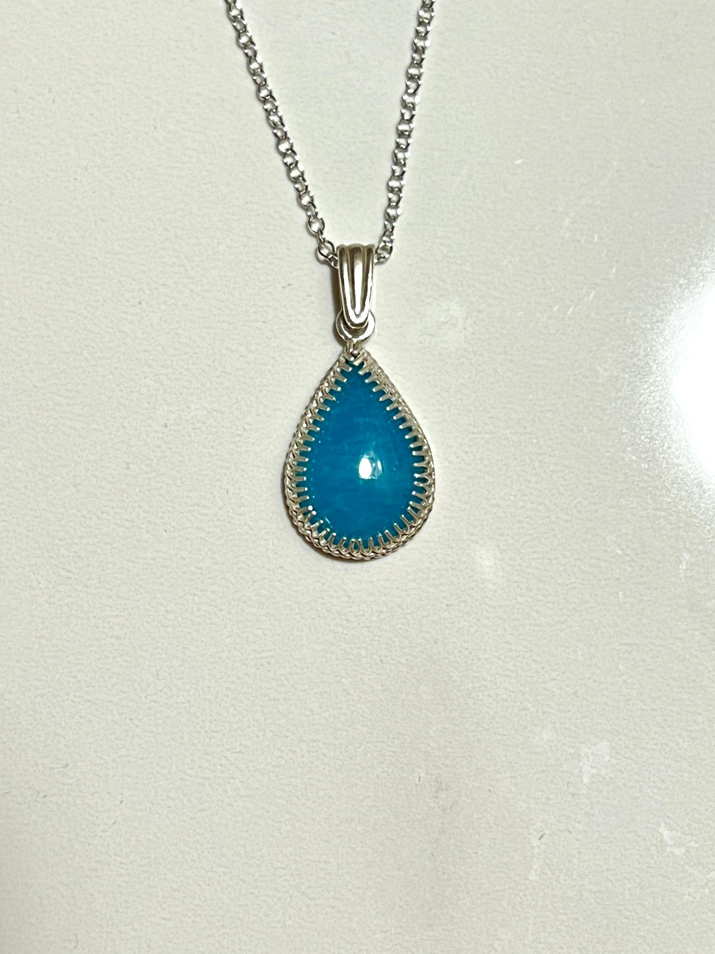 Teal pair shaped Amazonite pendant