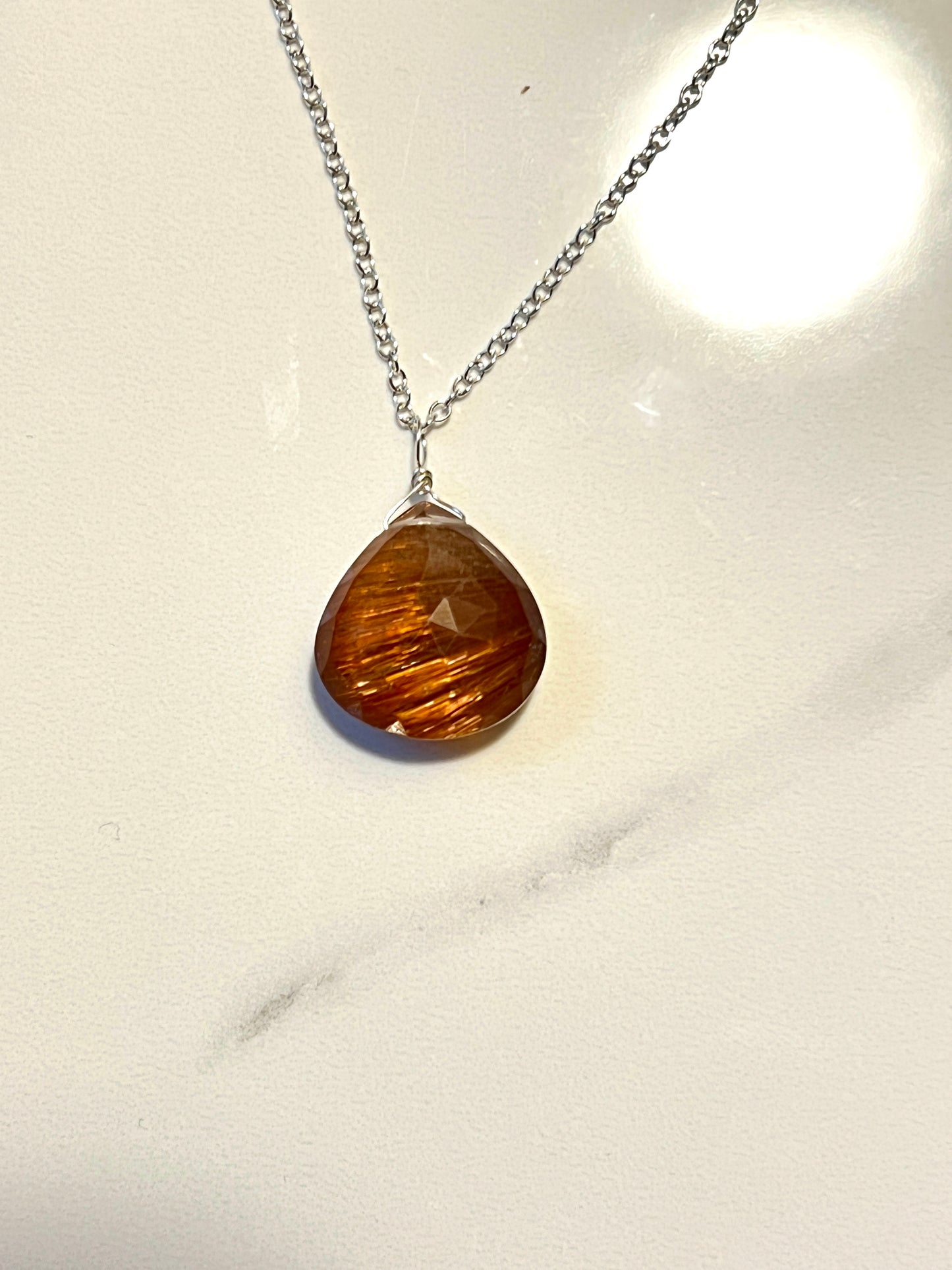 Copper rutile Quartz Sterling pendant
