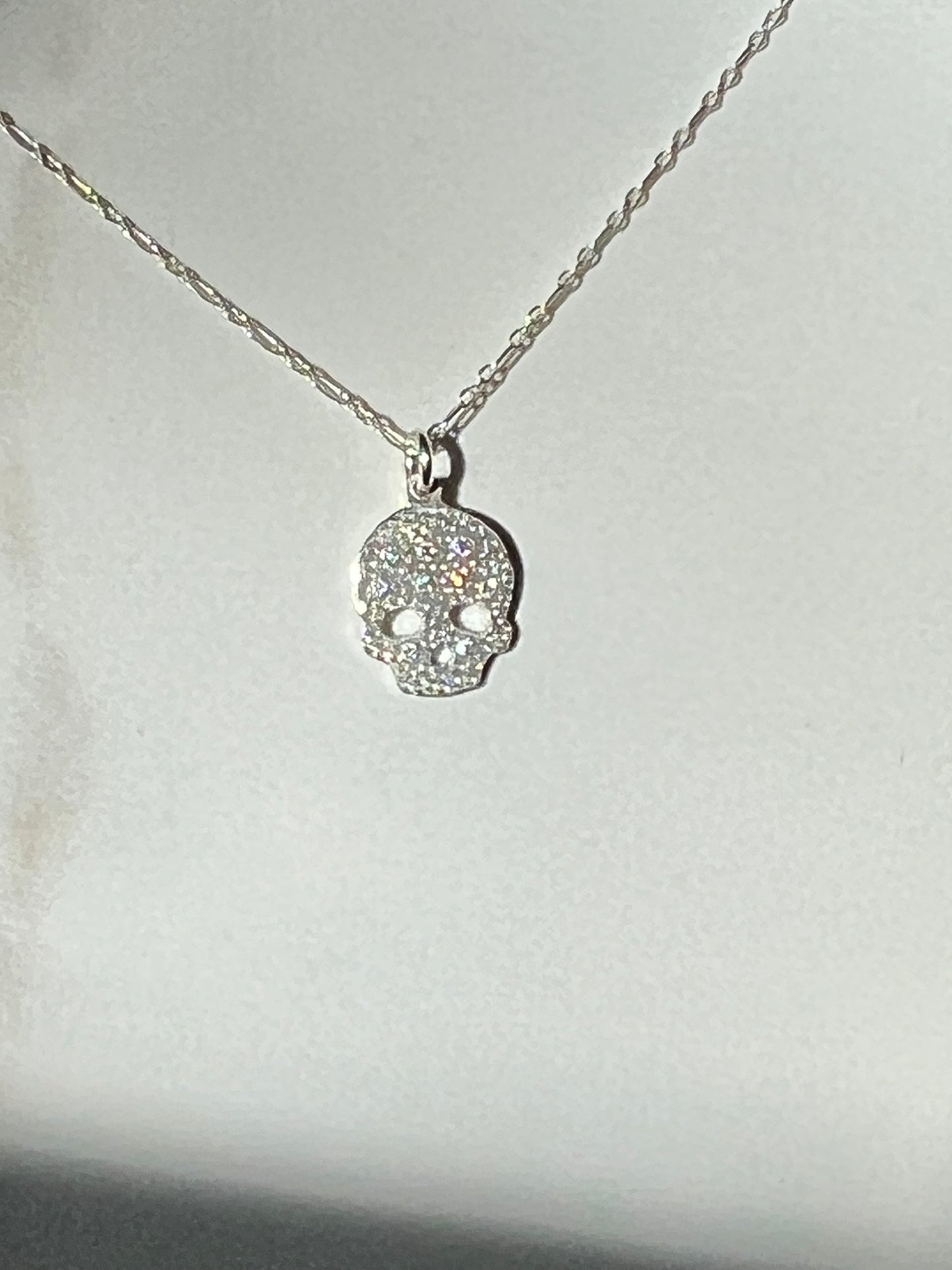 Moissanite Diamond hand-cut Sterling skull pendant