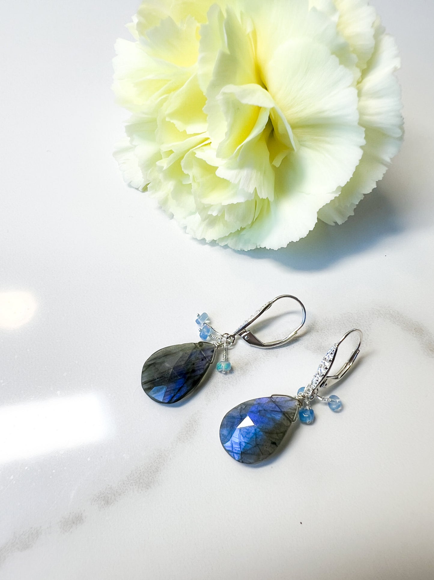 Blue Opal and Labradorite Sterling earrings