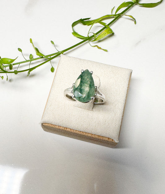 Green Moss Agate ring