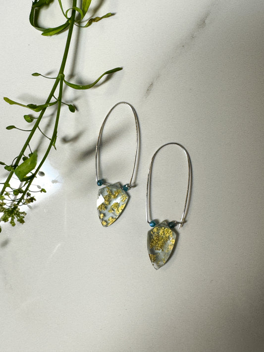 Sky blue Topaz and 24k gold doublet earrings