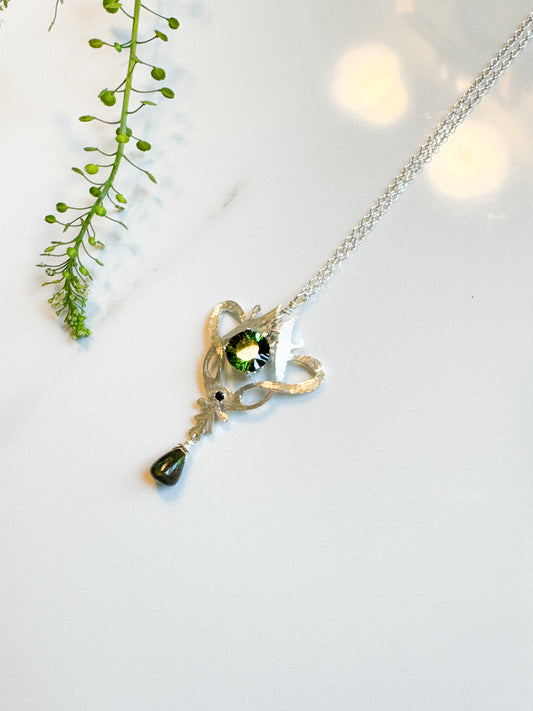 Green hand-cut Sterling Celtic design