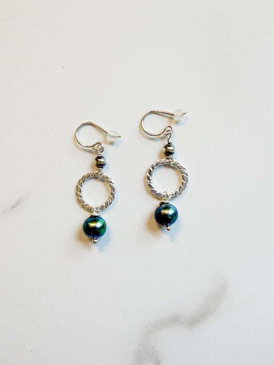 Sterling twist and pearl earrings