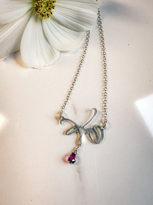 Sigil Affirmation for abundance with amethyst drop necklace