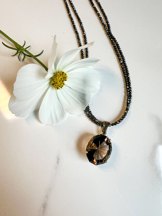 Smokey Quartz and brown spinel in Sterling