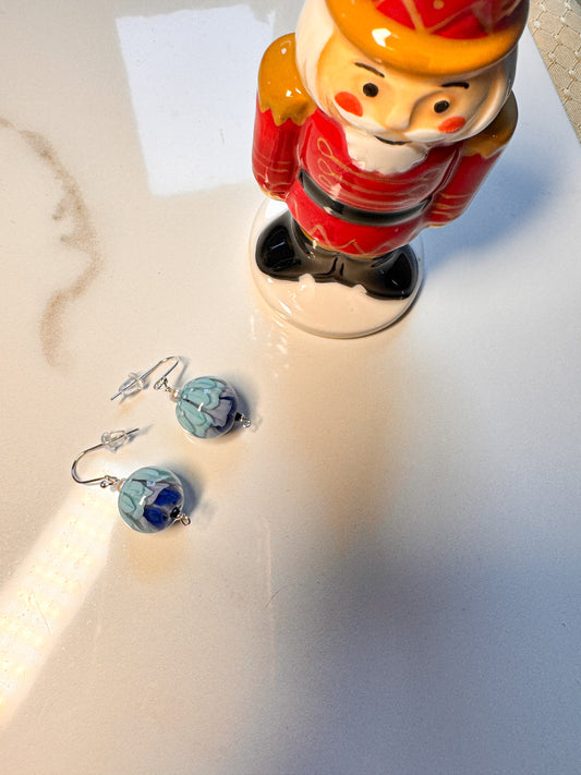 Hand blown Glass earrings in sterling earrings