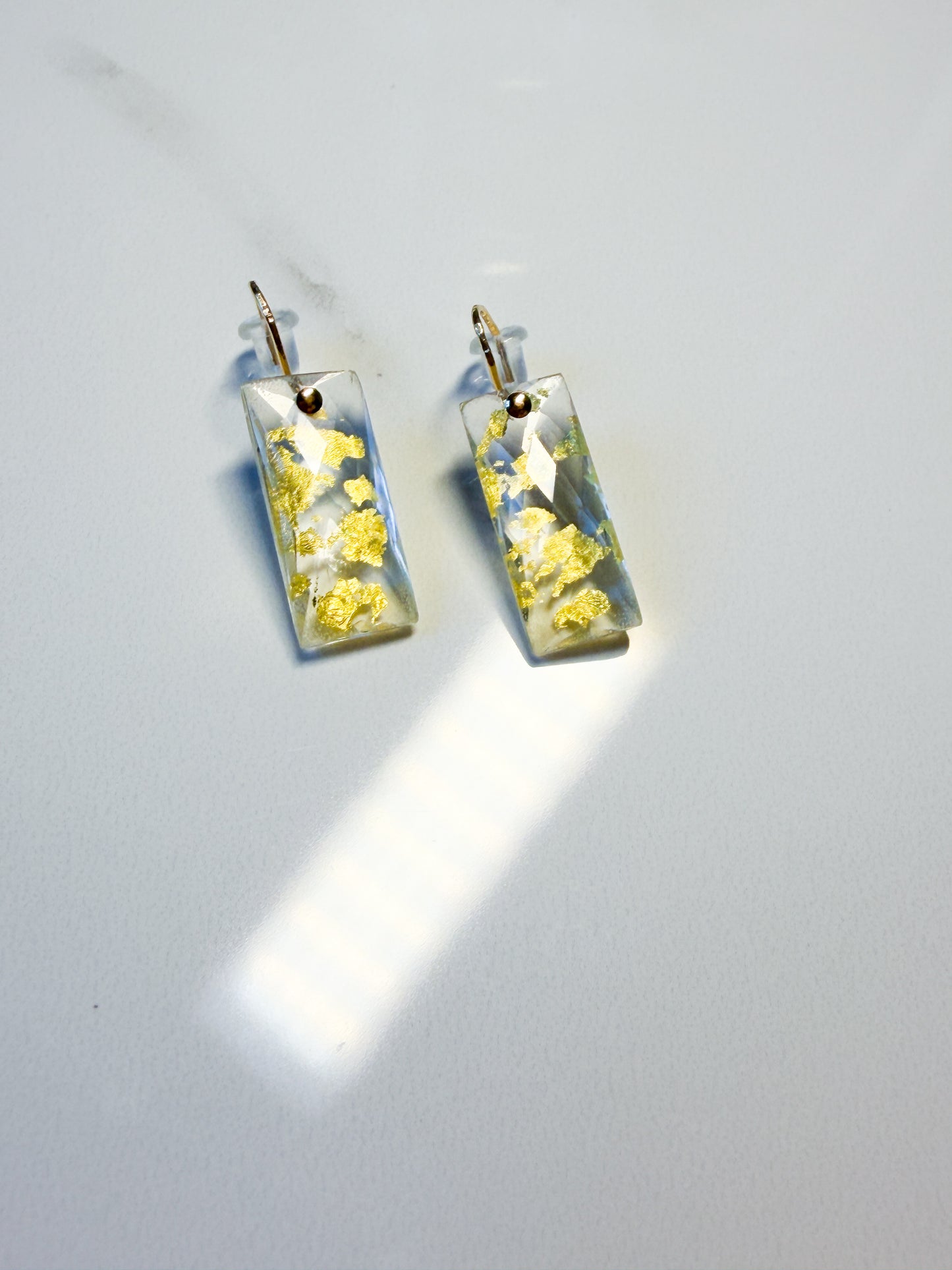 24k gold in fancy cut Quartz triplet earrings