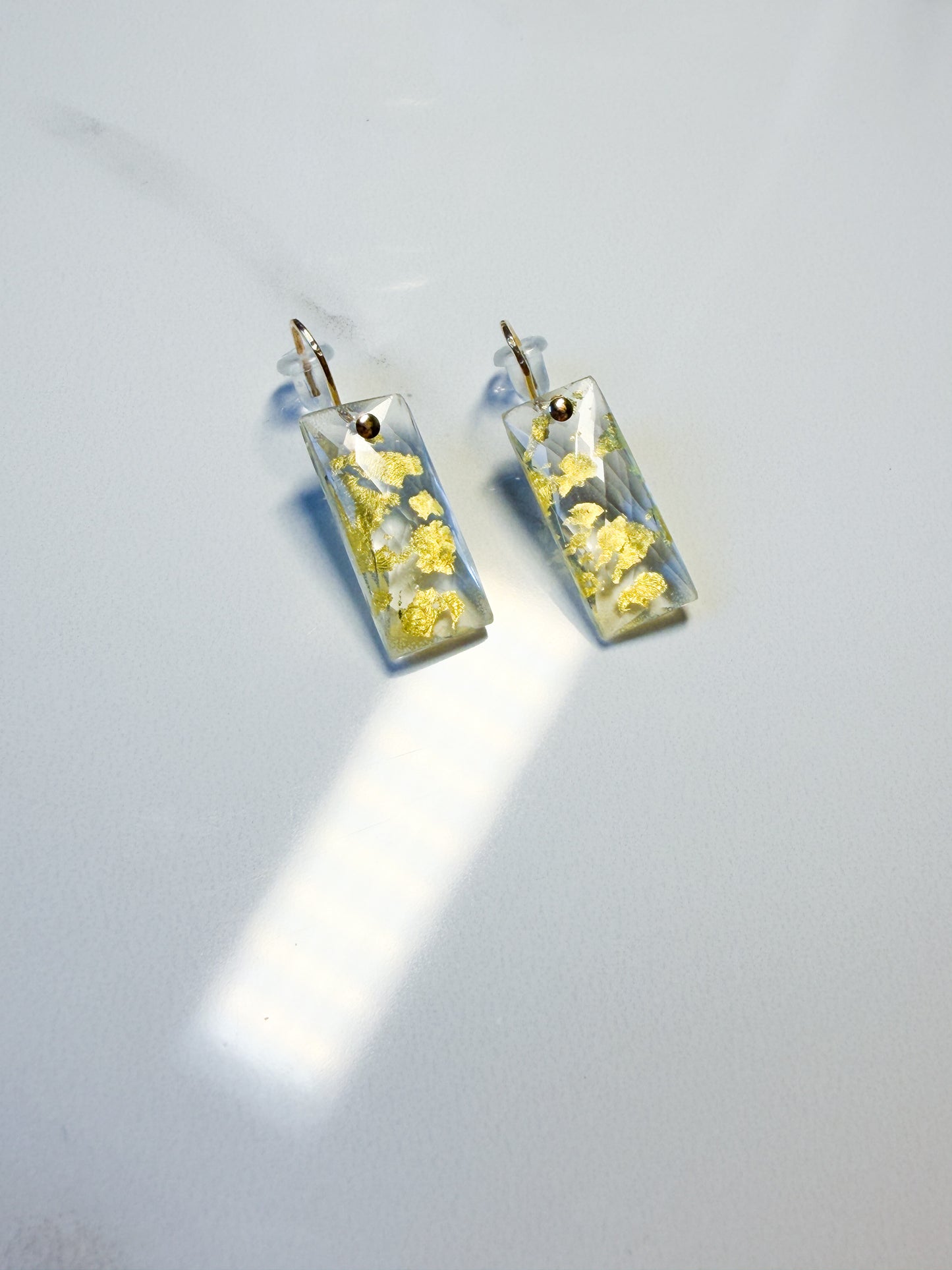 24k gold in fancy cut Quartz triplet earrings
