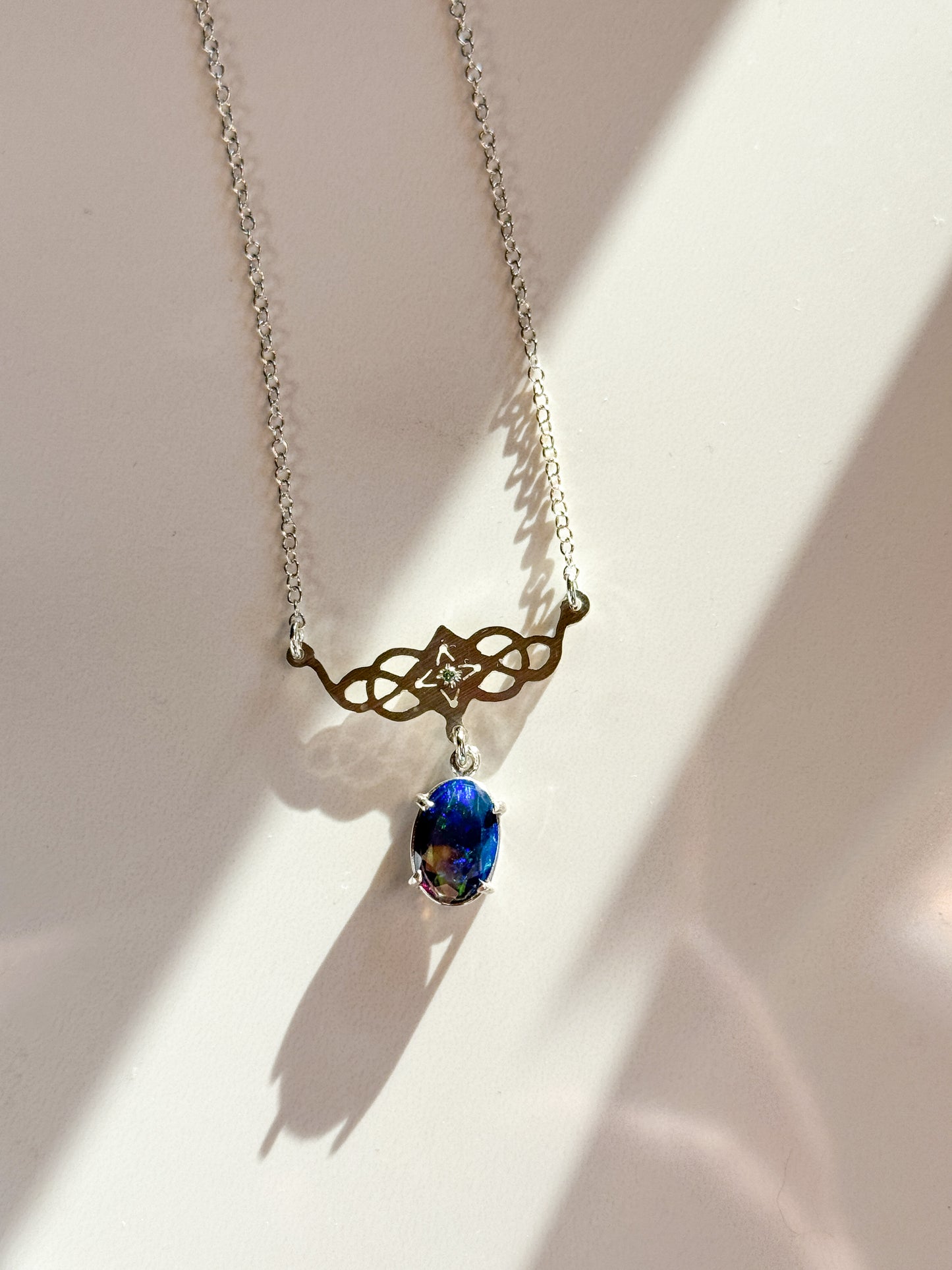 Celtic design blue Opal pendant