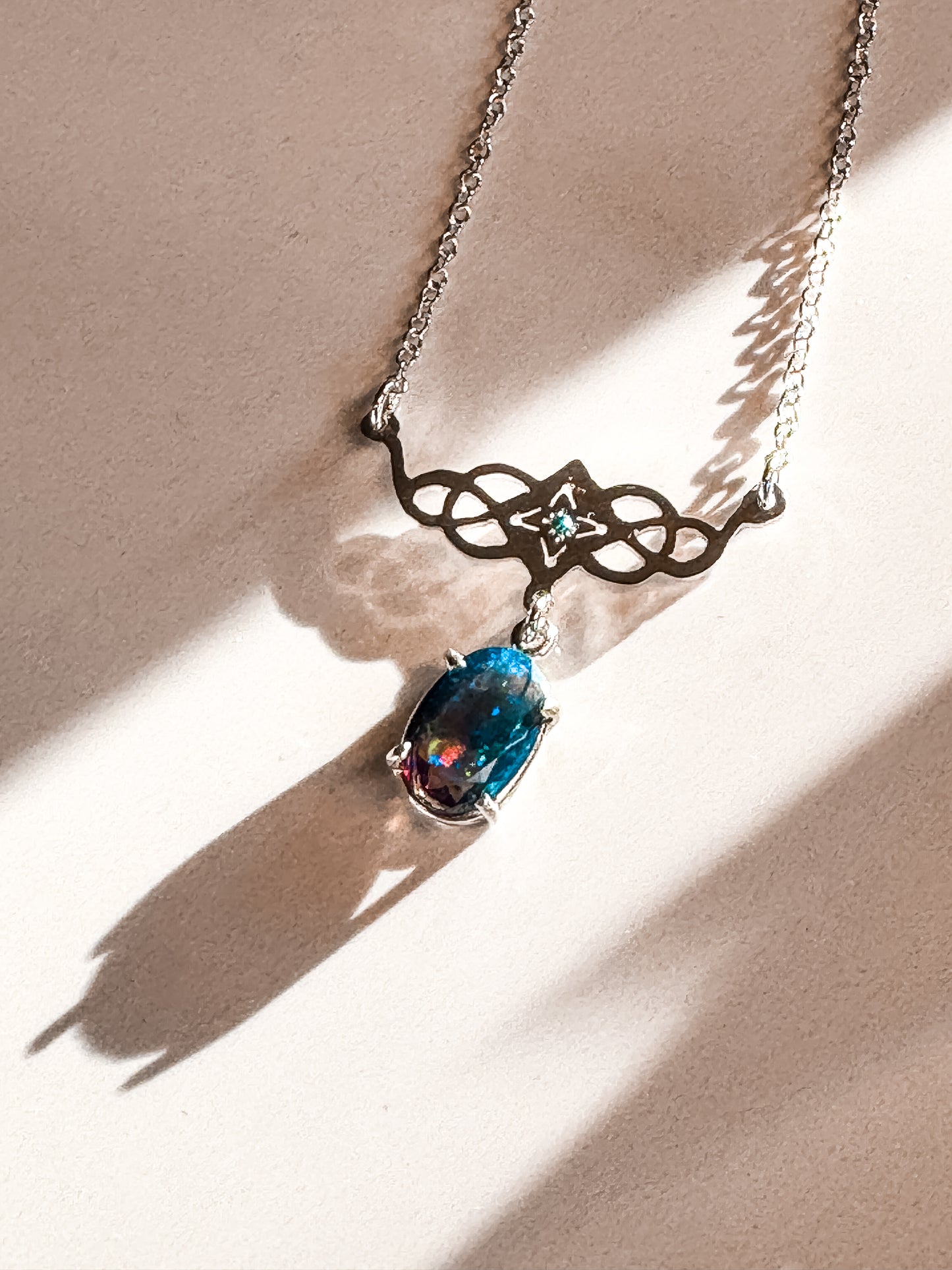 Celtic design blue Opal pendant