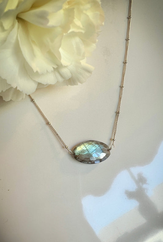 Checkerboard cut Labradorite necklace