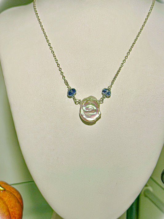 Baroque freshwater Pearl and Iolite