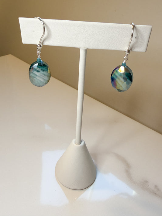 Blue-green Fancy Glass & Apatite earrings