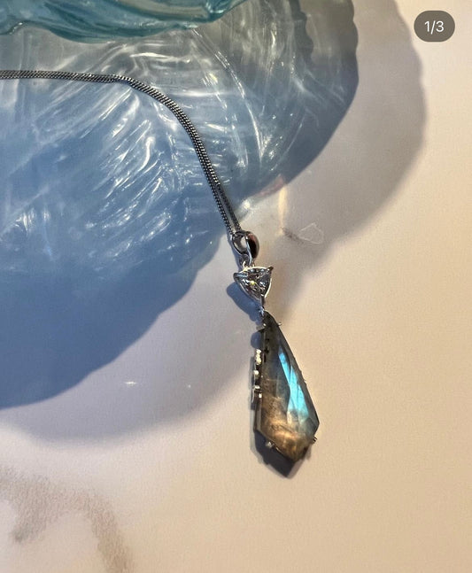 Labradorite and Moissanite necklace