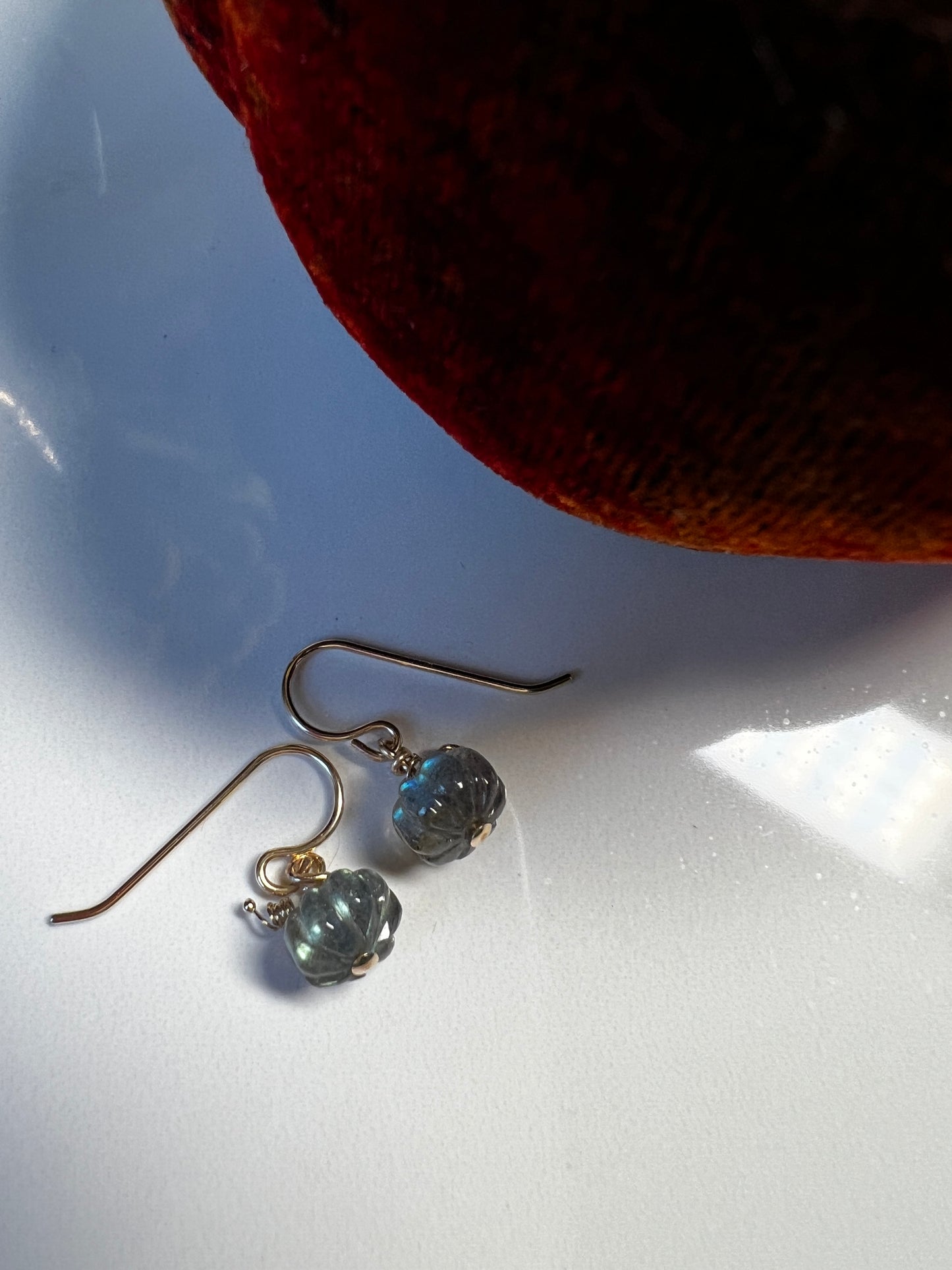 Labradorite pumpkin earring set