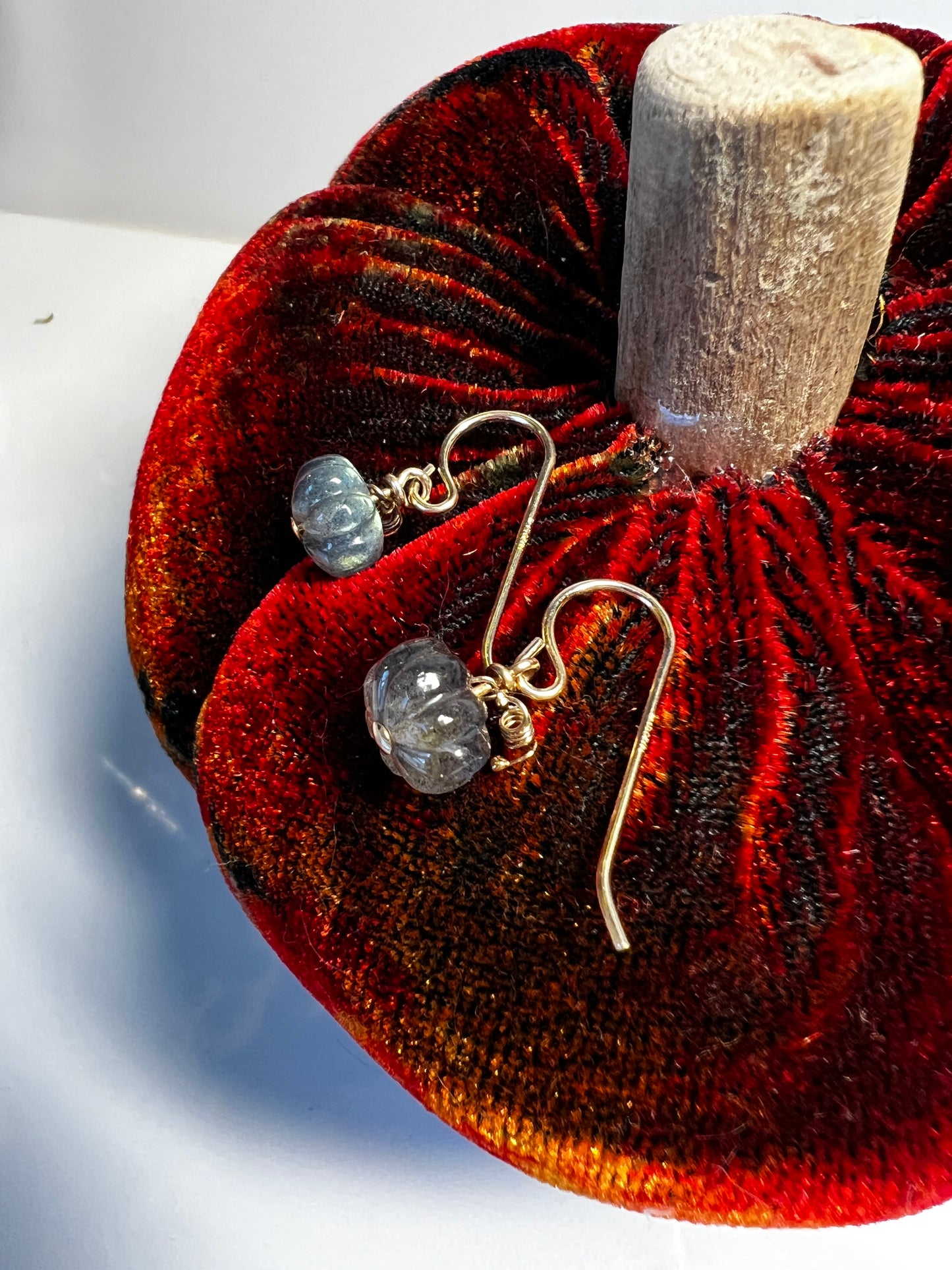 Labradorite pumpkin earring set