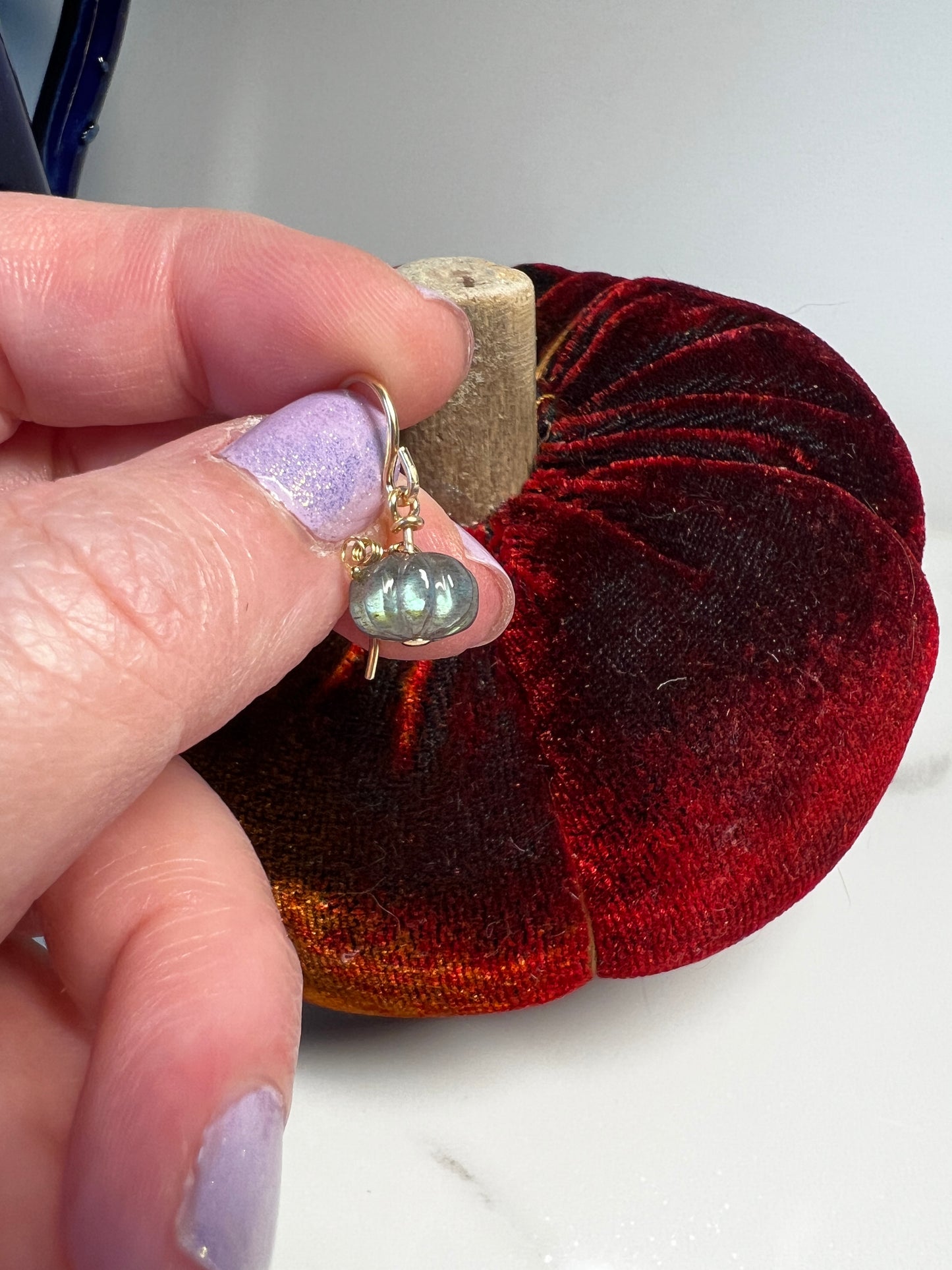 Labradorite pumpkin earring set