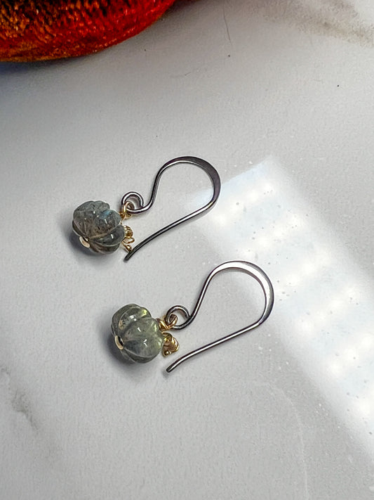 Labradorite pumpkin earrings!