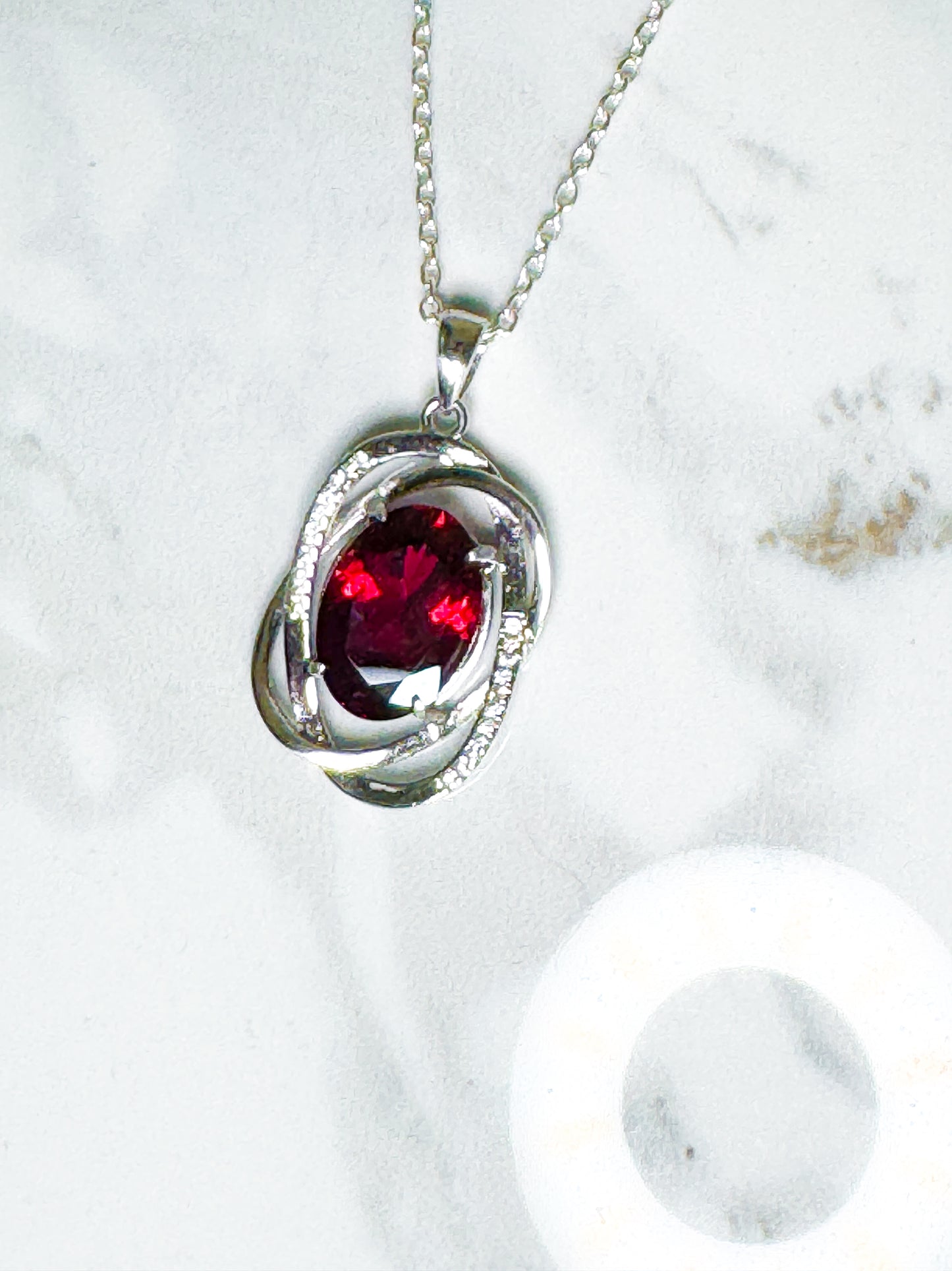 Rhodolite garnet pendant