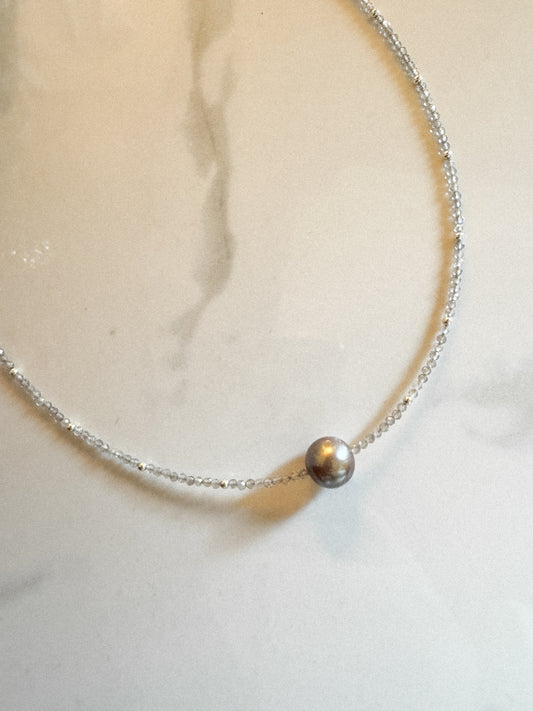 Silver/Lavender Pearl & Labradorite necklace