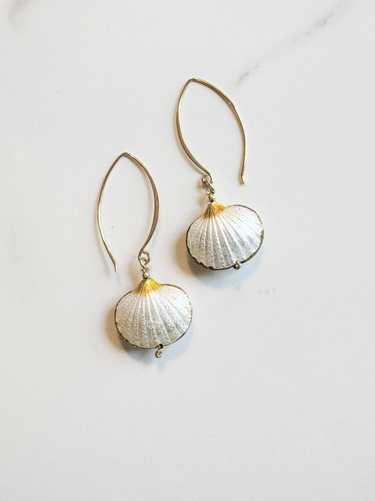 Cloisonné shell earrings in gold fill