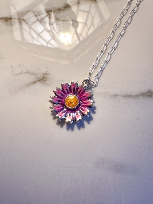 Pink Sterling flower in epoxy