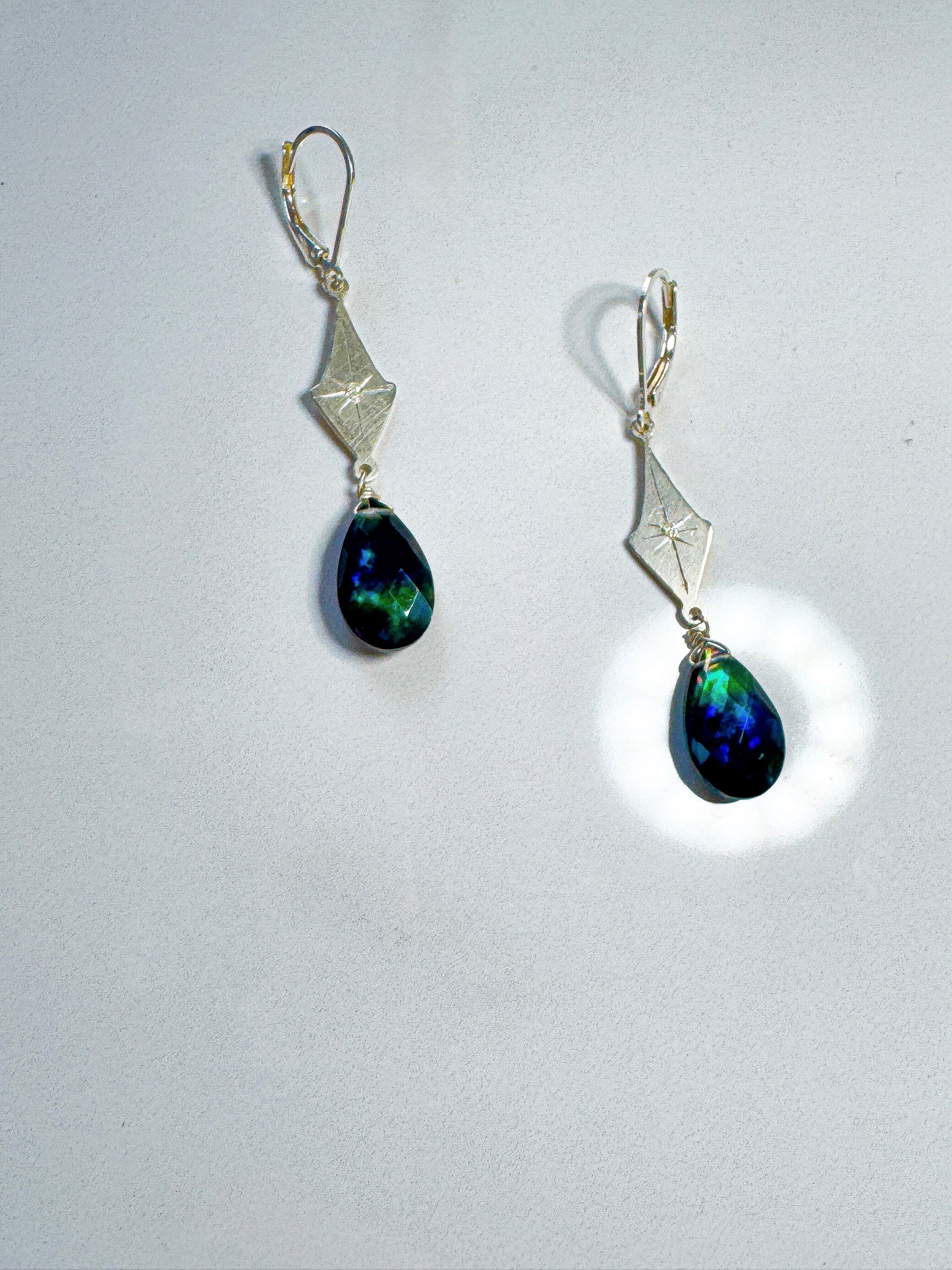 Abalone hand-cut, hand-engraved Sterling earring