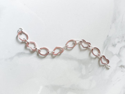 Copper and sterling hand-cut bracelet