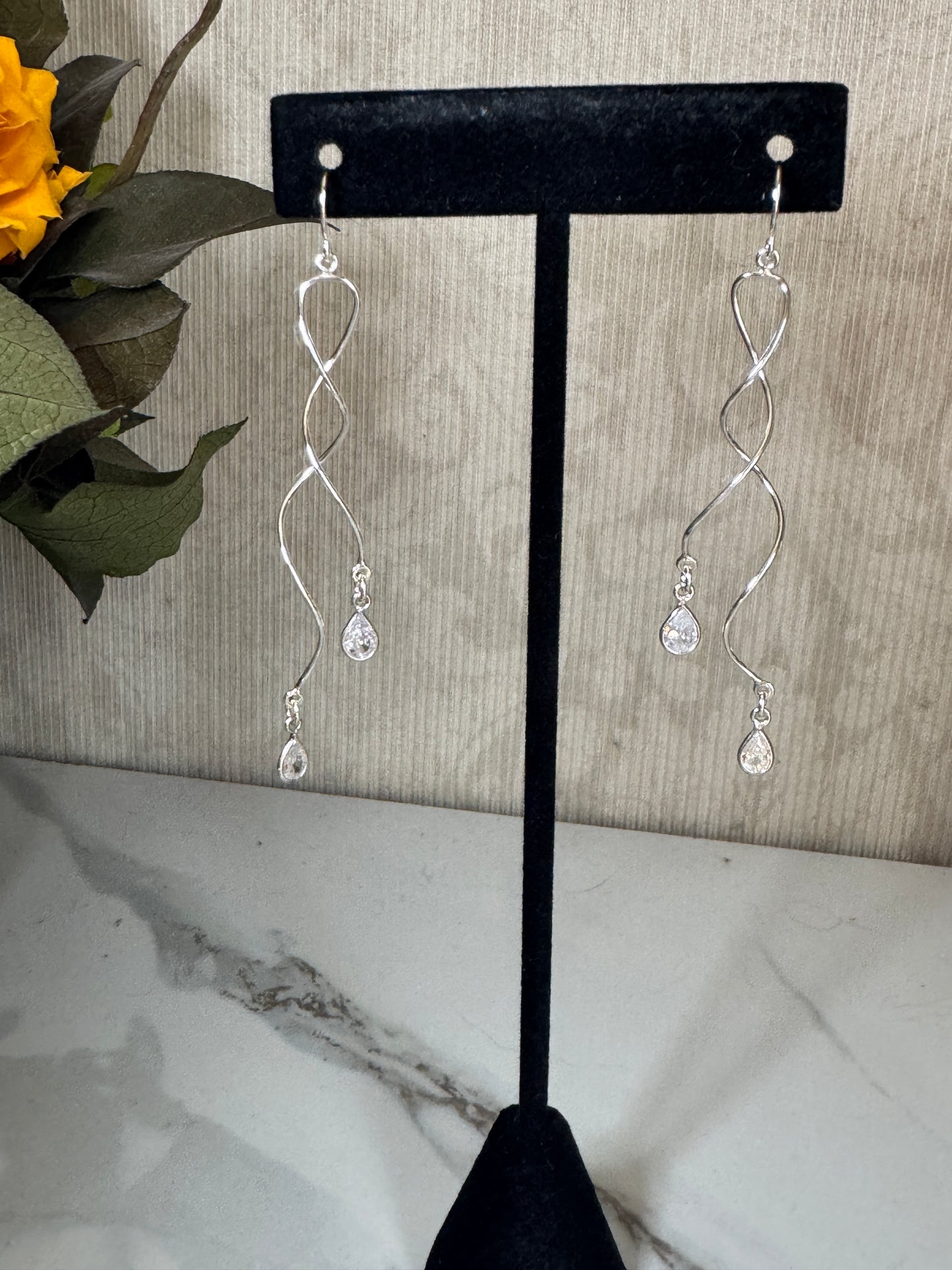 Spiral Sterling and Quartz earrings
