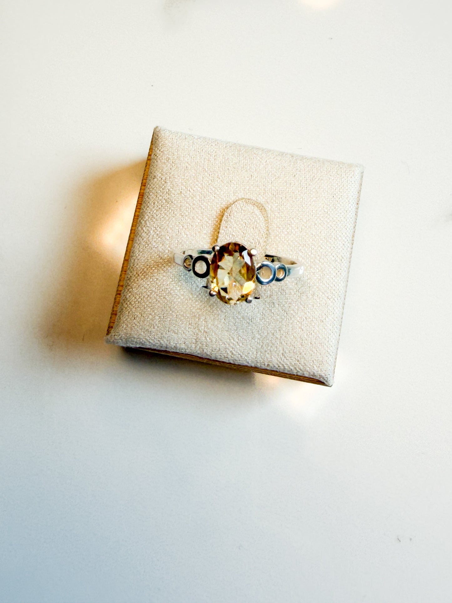 Dainty citrine in sterling ring