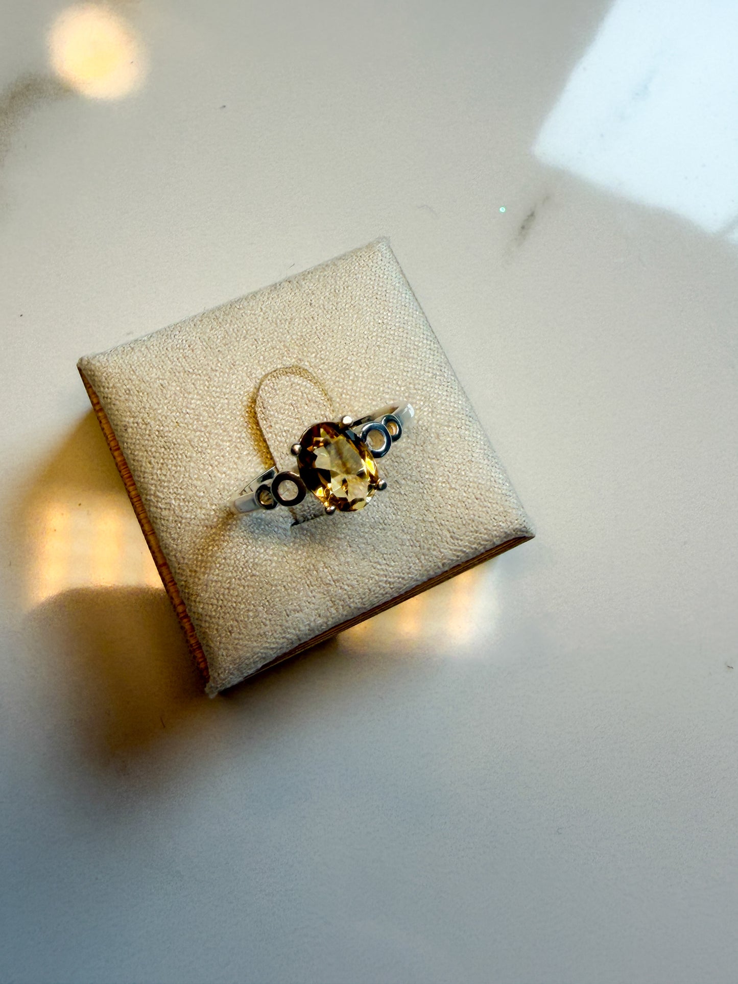 Dainty citrine in sterling ring