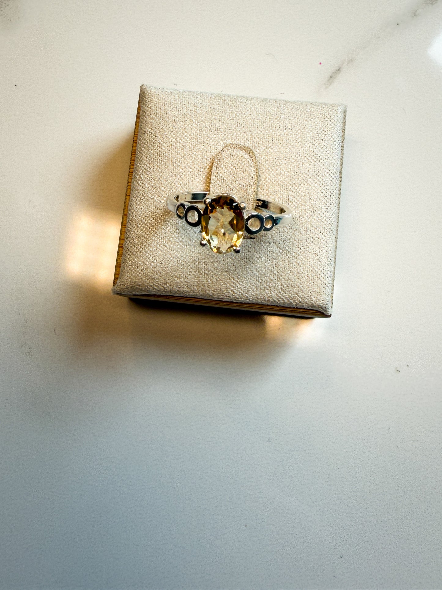 Dainty citrine in sterling ring