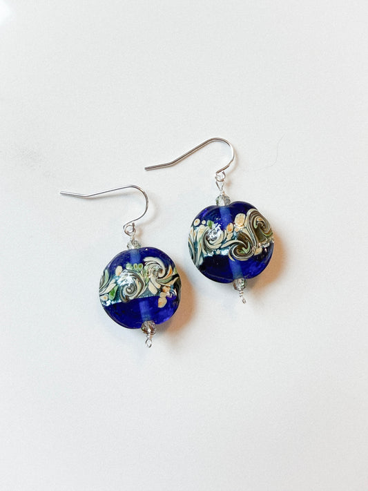 Hand blown glass bead earrings