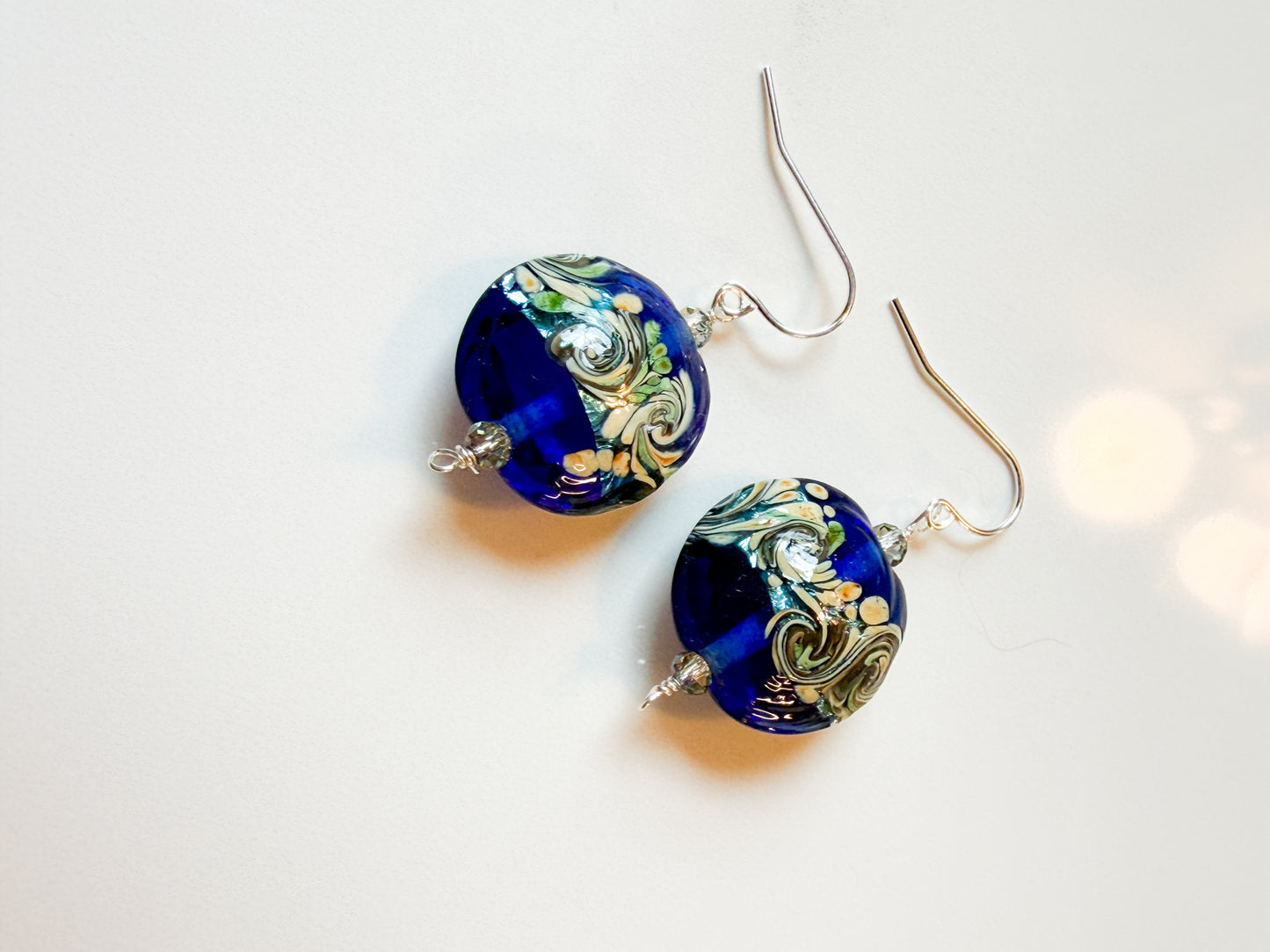 Hand blown glass bead earrings