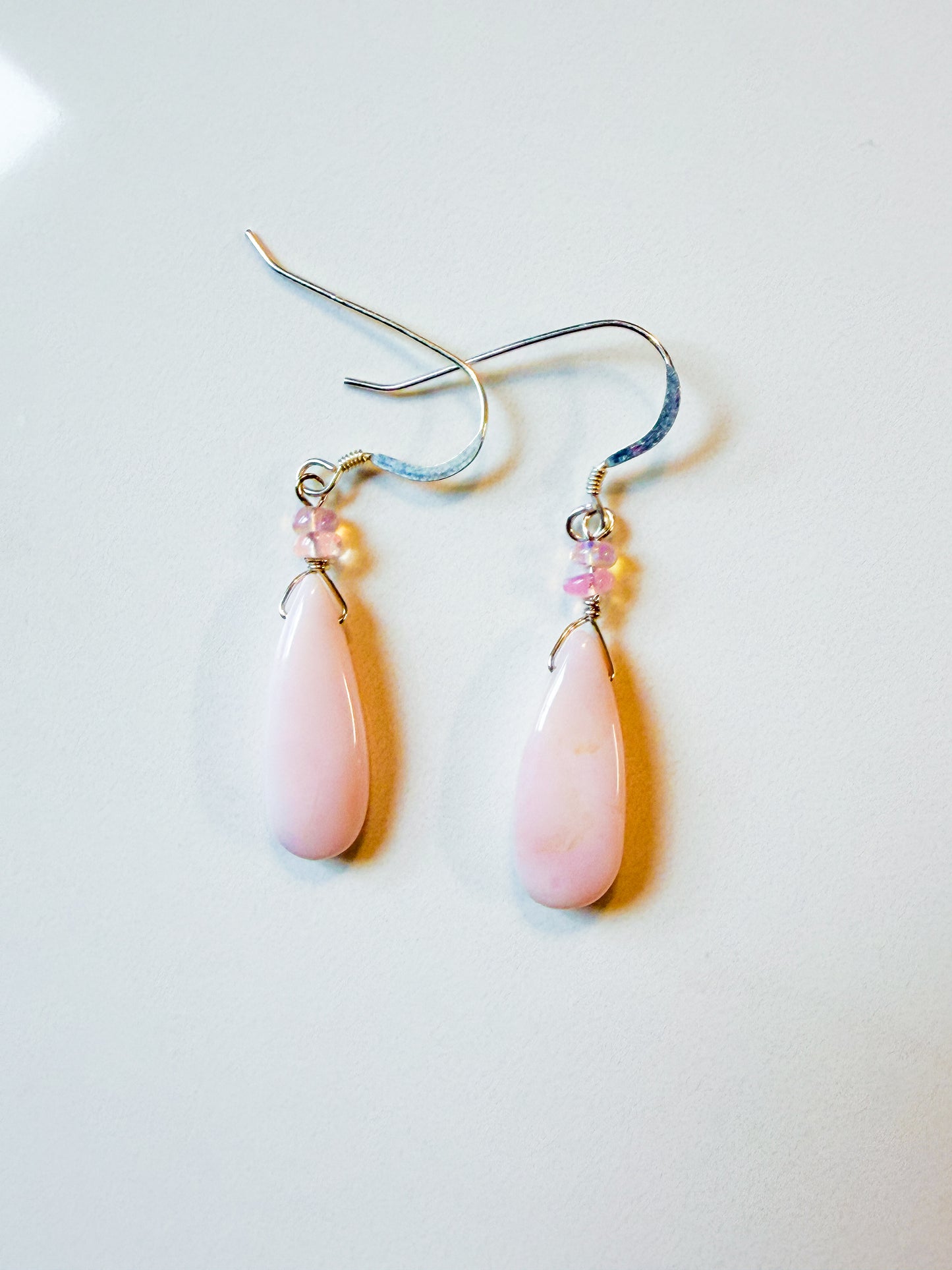 Delicate pink Opal earrings in Sterling