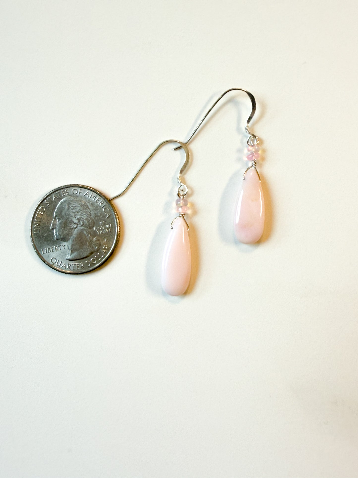 Delicate pink Opal earrings in Sterling