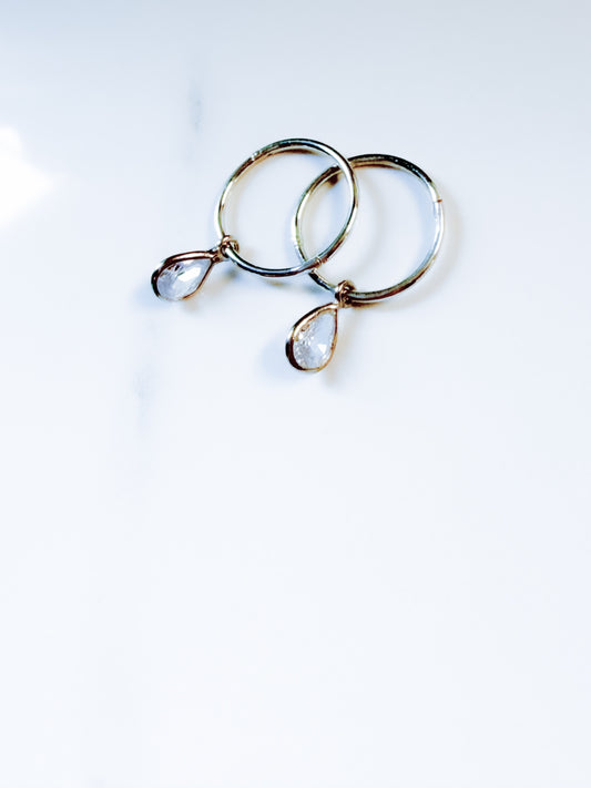 Petite sterling Quartz Crystal drop earrings