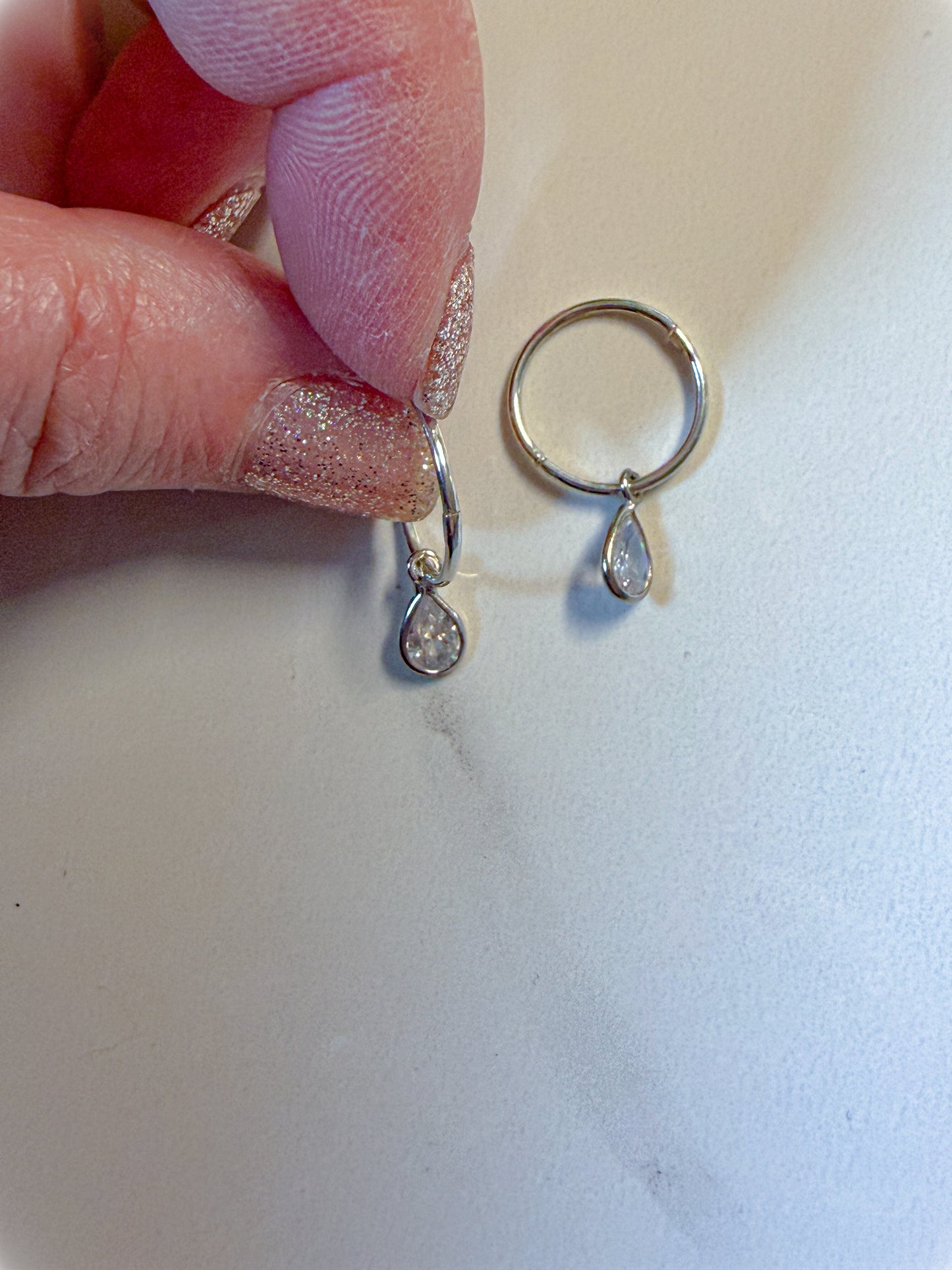 Petite sterling Quartz Crystal drop earrings