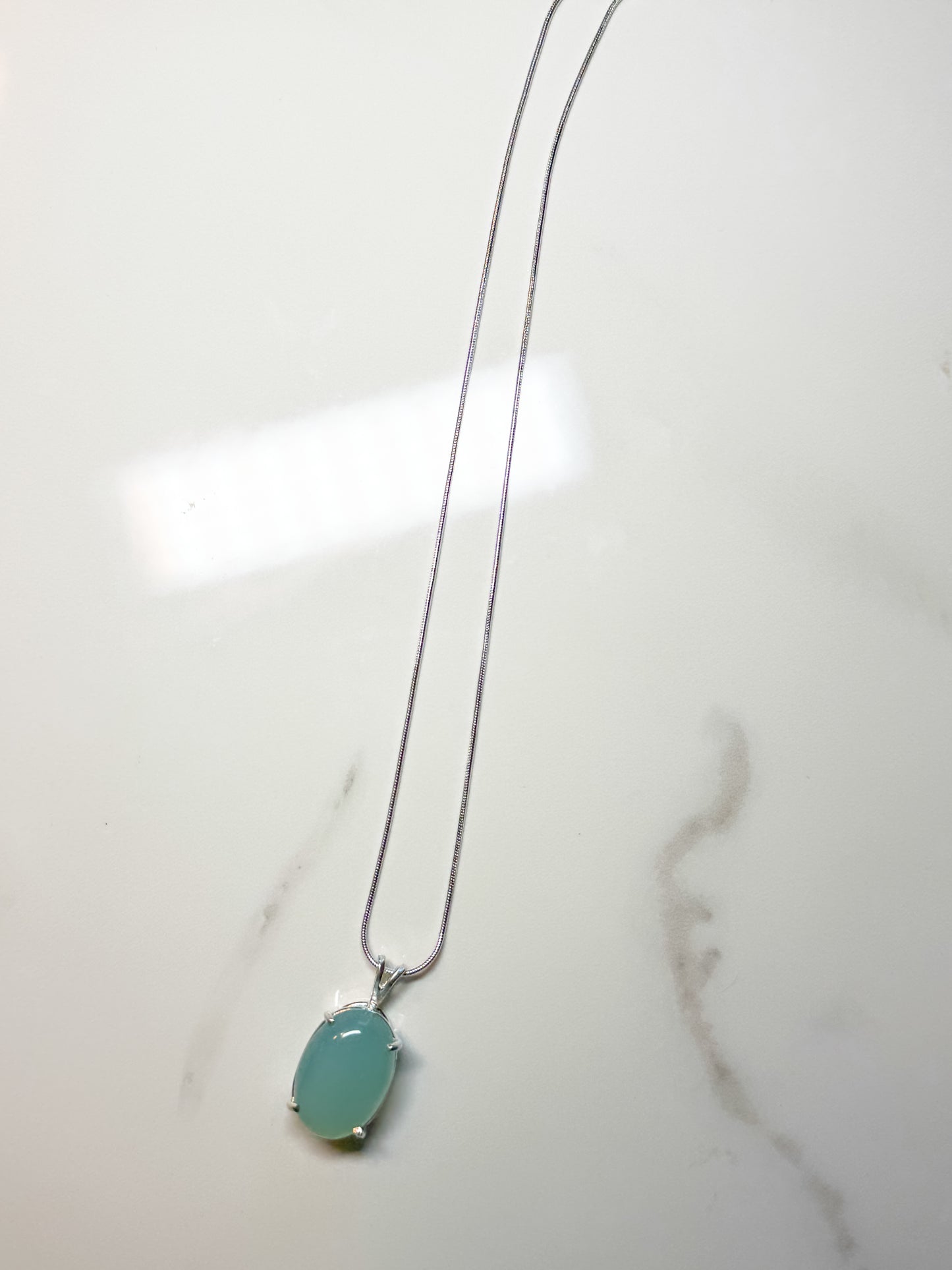 Large pale blue Chalcedony pendant
