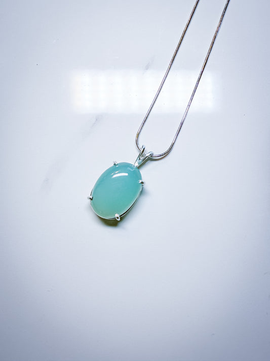 Large pale blue Chalcedony pendant