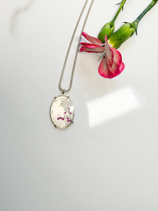 Ruby faux locket in Sterling